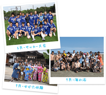 サッカー大会・ゆかた体験・海水浴